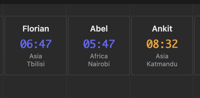 Cross-timezone availability view